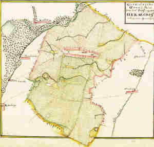 Geometrischer Grund Ries von dem Dorf u. Gegend Hermsdorf mit seinen Grentzen - Plan wsi i okolic